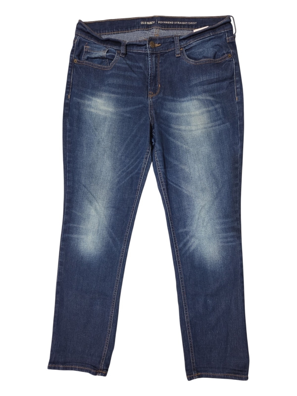 Old Navy Blue Washed Dark Wash Boyfriend Straight Jeans Size 12